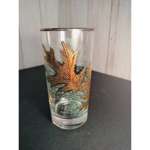 Vintage Gold Leaf Overlay mid-century drinking glasses X6